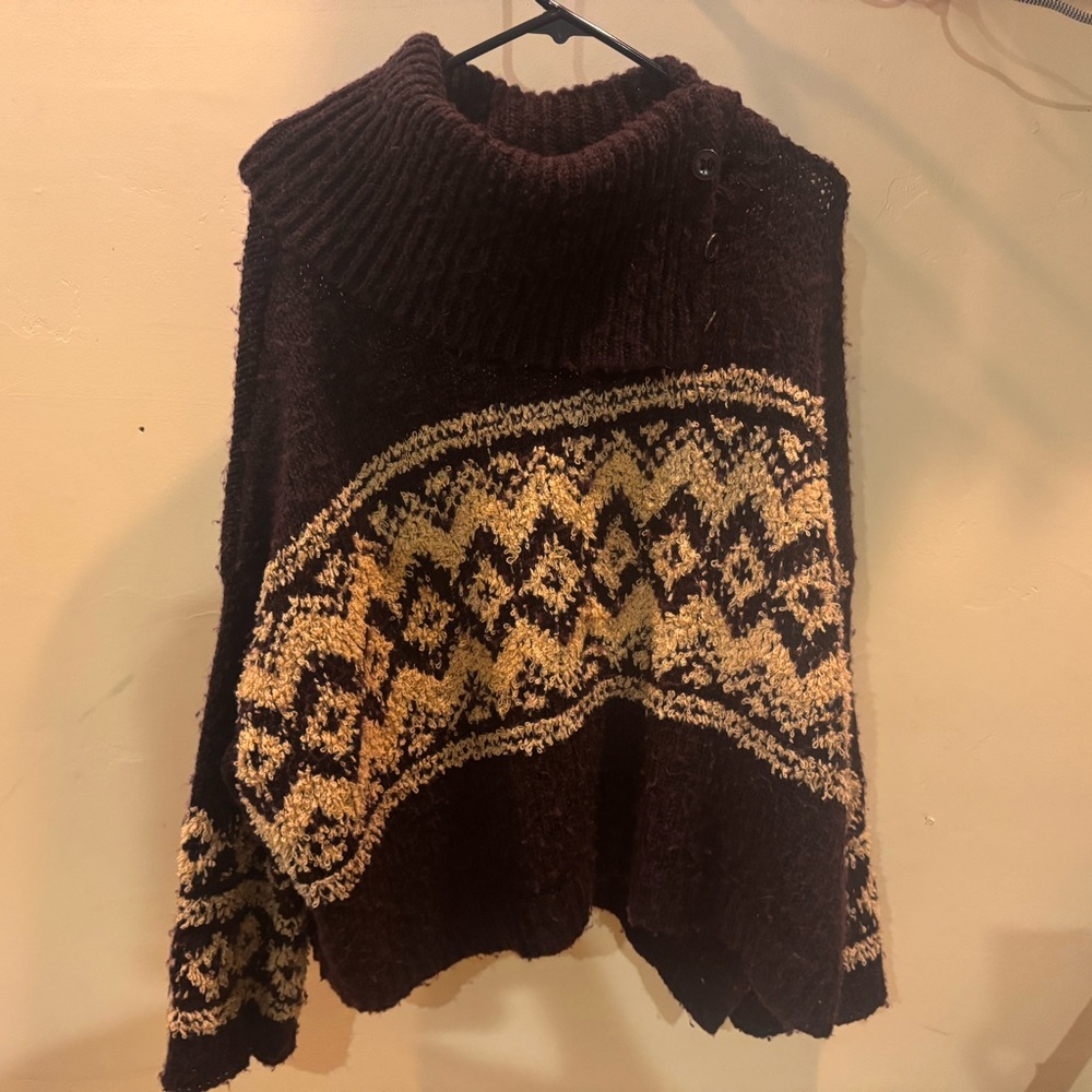 Freepeople aubergine cozy fair isle sweater